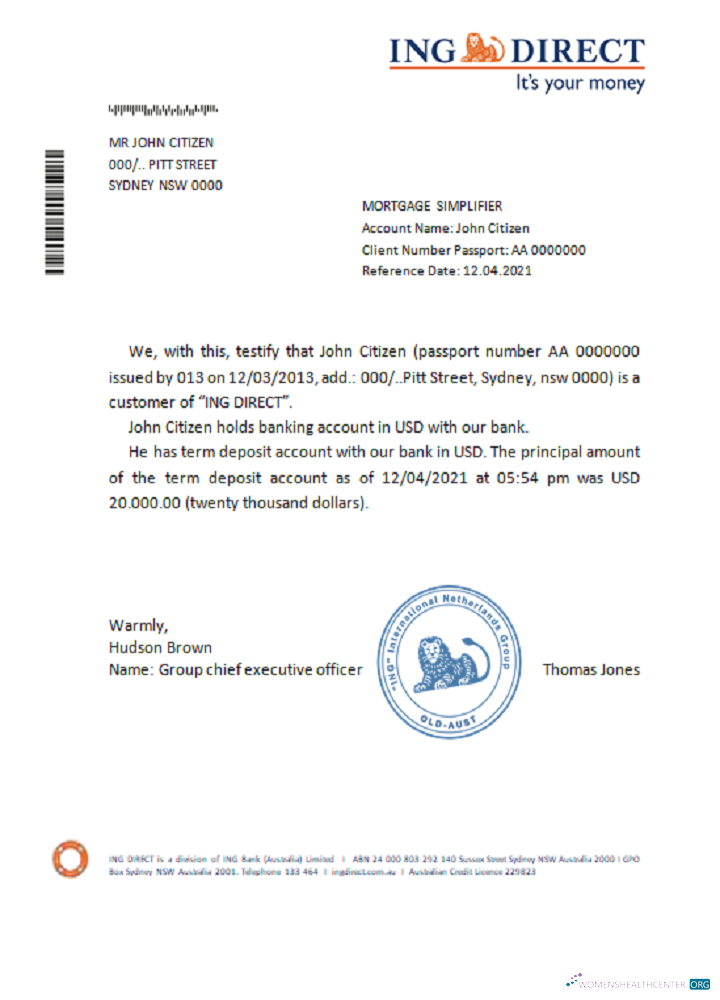 Download Australia ING direct reference Photoshop template